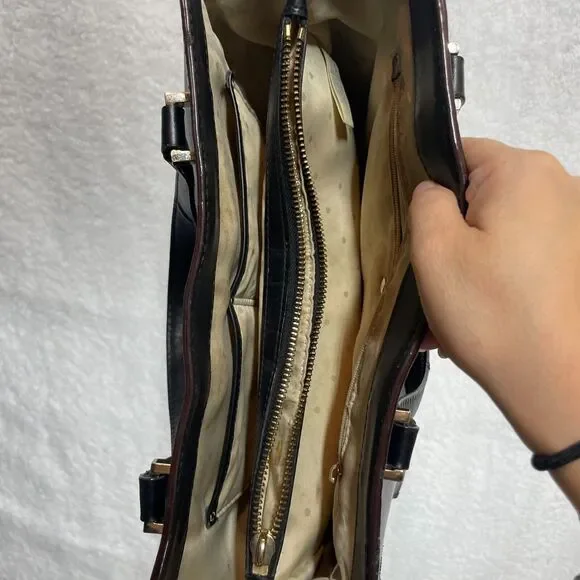 Kate Spade New York Black Leather Structured Satchel Handbag Missing Strap - Picture 7 of 16